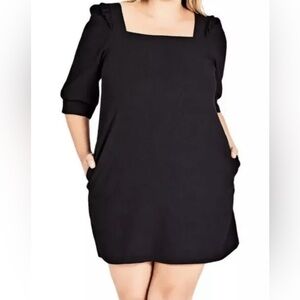 City Chic Black Square Neck Dress